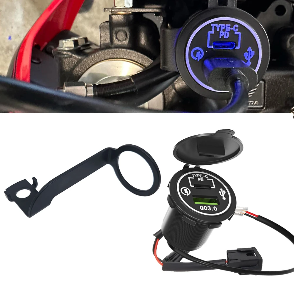 

Quick Charge Type-c PD USB Accessory Socket w/Harness For Honda CRF300L CRF300LS CRF250L (2021+)
