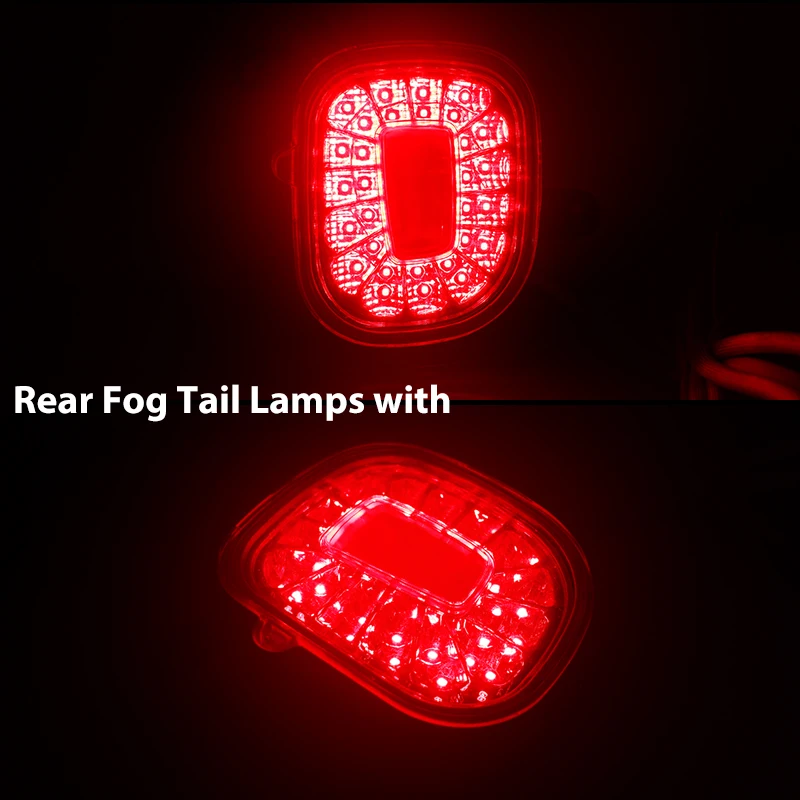 For 2015-2022 Jeep Renegade Red LED Rear Bumper Reflectors Lights, Rear Fog Lights Tail Lights with White Backup Reverse Lights