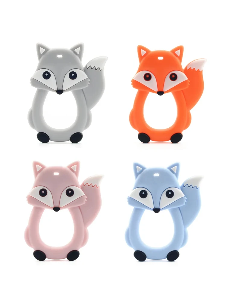 LOFCA 1pc Baby Teethers Cartoon Animal Baby Teething Toy elephant Silicone Teether Unicorn Pendant Raccoon Necklace Accessories