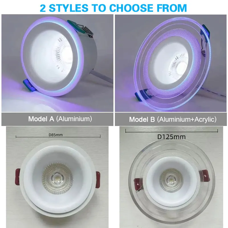 Imagem -02 - Downlight de Teto Led Regulável Luminescência de Borda Casa Embutida Holofote Ambiente Cores Ajustar ac 220v 9w