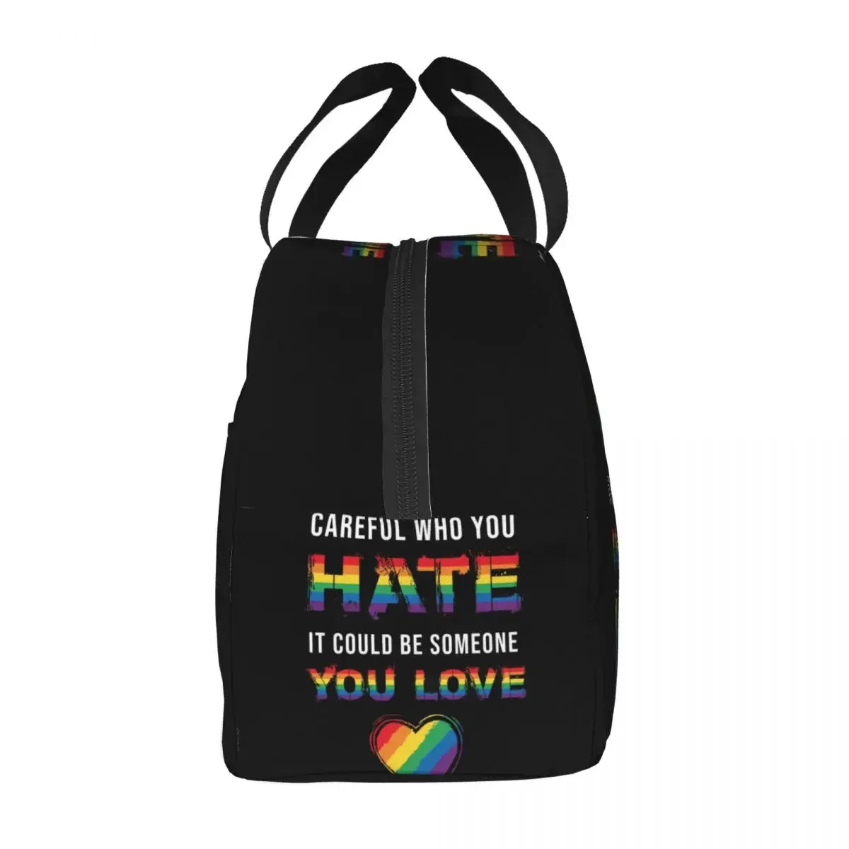 Custom LGBT Hate You Love Lunch Bag Women Cooler Warm Insulated Lunch Box for Kids School