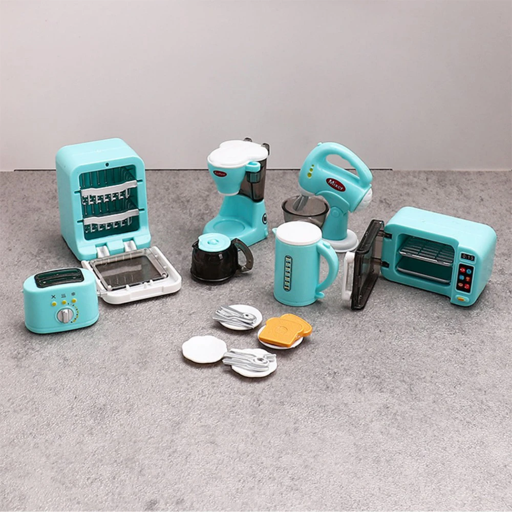 Electrodomésticos de cocina en miniatura 1:12, cafetera, batidor de huevos, máquina para hacer pan, horno, Mini comida, modelo de casa de muñecas DIY, accesorios, juguete de regalo