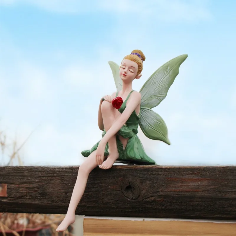 Creative Sitting Flower Fairy Resin Ornaments Outdoor Courtyard Balcony Micro Landscape Statue Flower Pot Decorative Accessories
