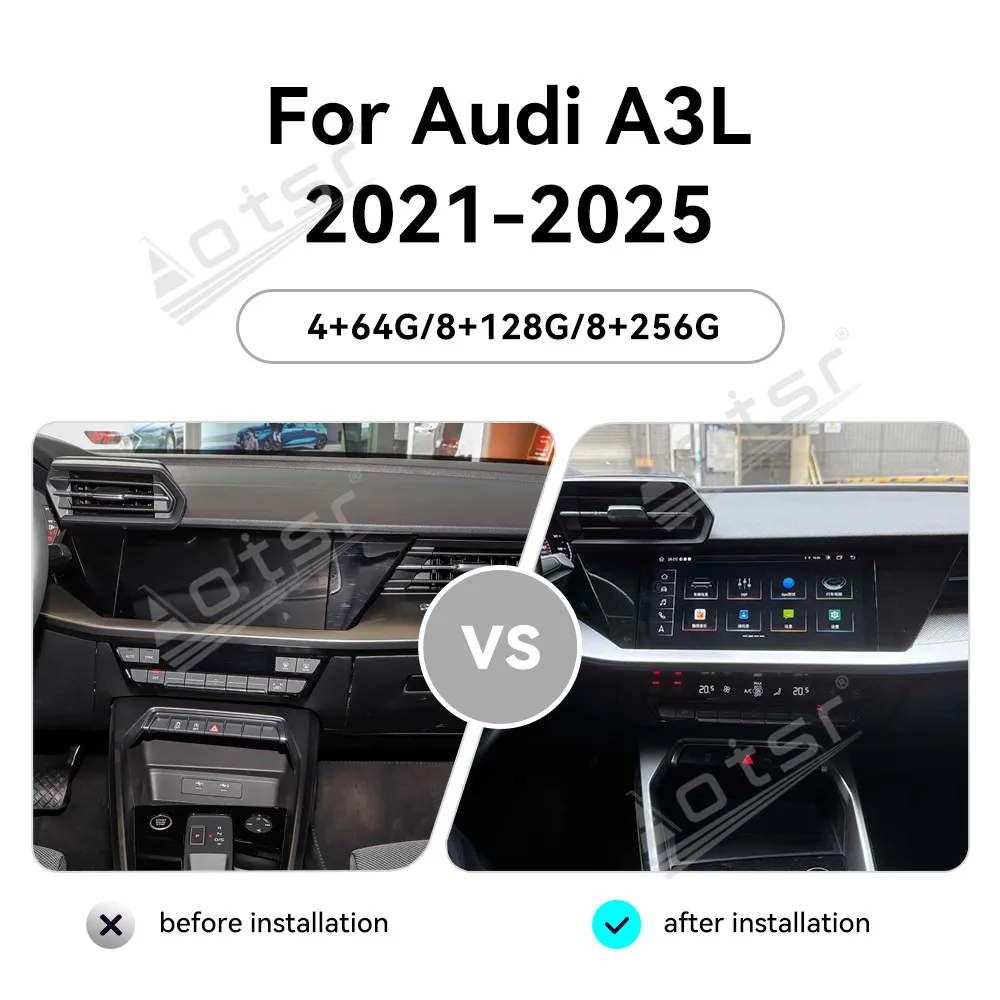 10.1 ''شاشة أفقية راديو السيارة لأودي A3L 2021-2025 سيارة الوسائط المتعددة مشغل فيديو نظام تحديد المواقع والملاحة Carplay وحدة لاسلكية واي فاي #1