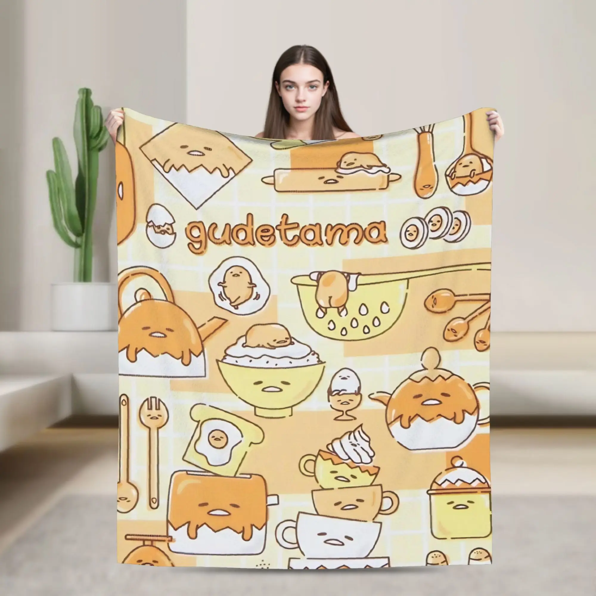 Gudetama لطيف البيض الكرتون الفانيلا البطانيات مضحك رمي البطانيات للمنزل 150*125 سنتيمتر المفرش #1