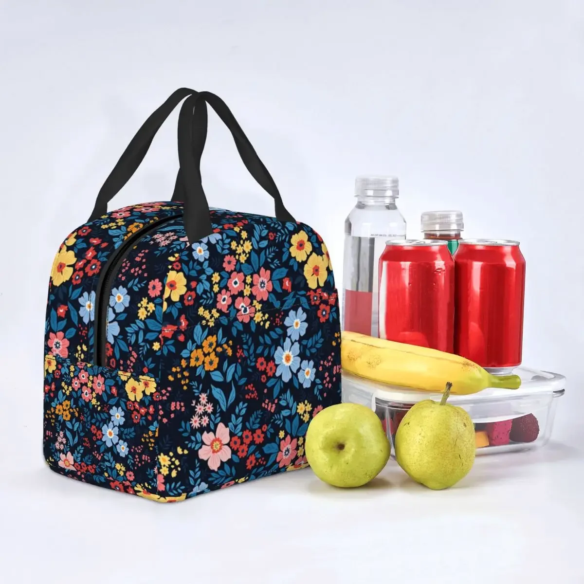 Vintage Floral Resuable Lunch Box Women Multifunction Daisy Flowers Cooler Thermal Food Insulated Lunch Bag Kids School Children