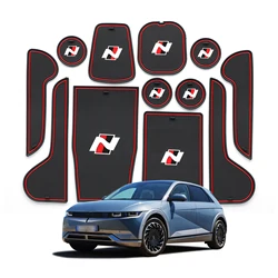 Anti-Slip Gate Slot Mat for Hyundai IONIQ 5 Door Groove Pad Cup Holder Interior Accessories Rubber 12pcs/set