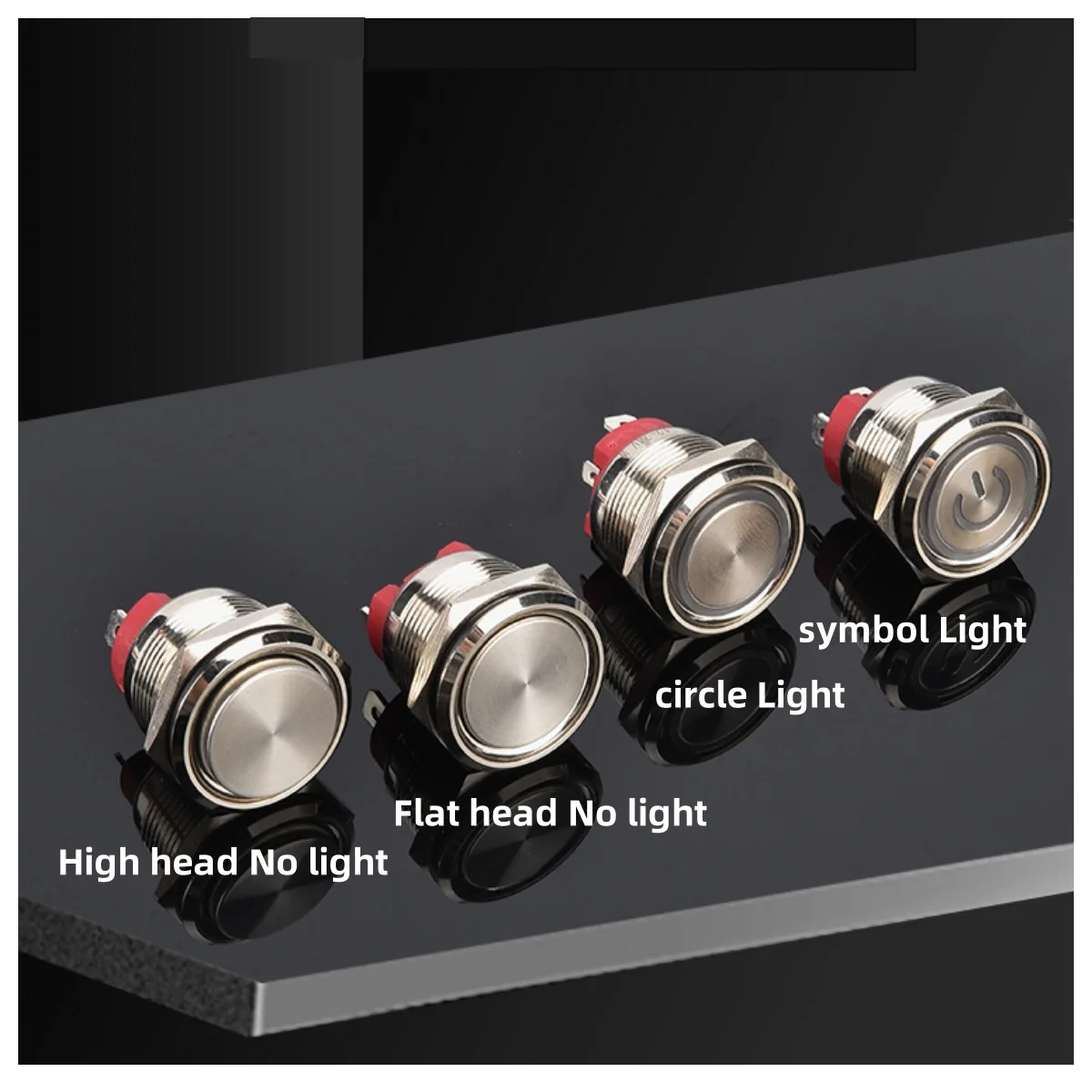 16/19/22mm Metal Button Switch Short Type High Current 10A15A Self-Locking Self Resetting LED Red Blue Green White 5V12V24V220V