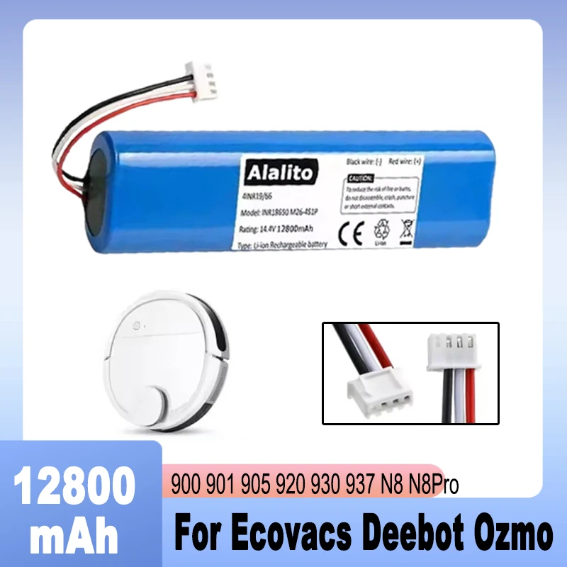

Replacement Battery 12800mAh for Ecovacs Deebot Ozmo 900,901,905,920,930,937,N8,N8 Pro Li-ION 14.4V Robot Vacuum Cleaner Battery