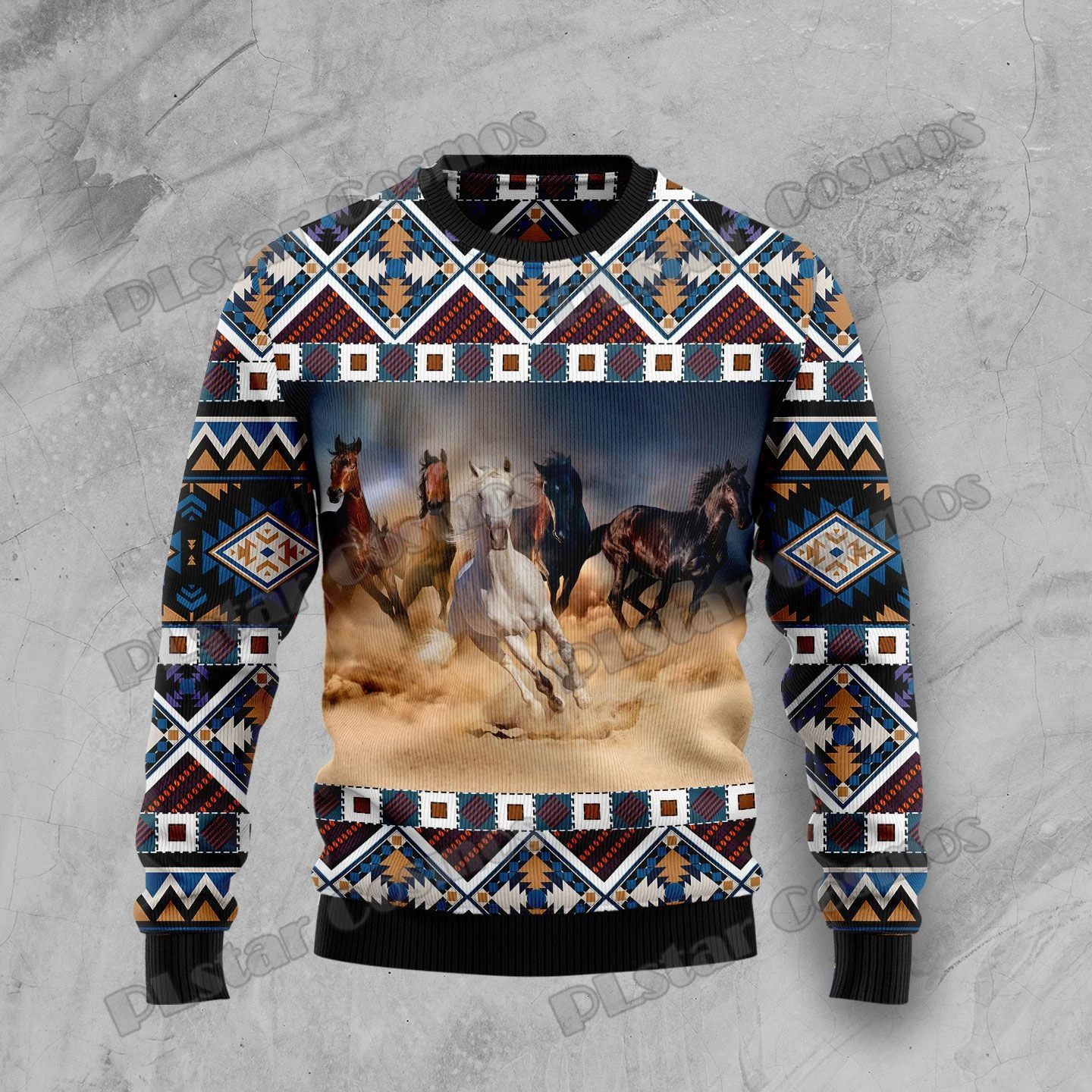 

PLstar Cosmos Beautiful Love Horses 3D Printed Men's Ugly Christmas Sweater Winter Unisex Casual Warm Knitwear Pullover MY26