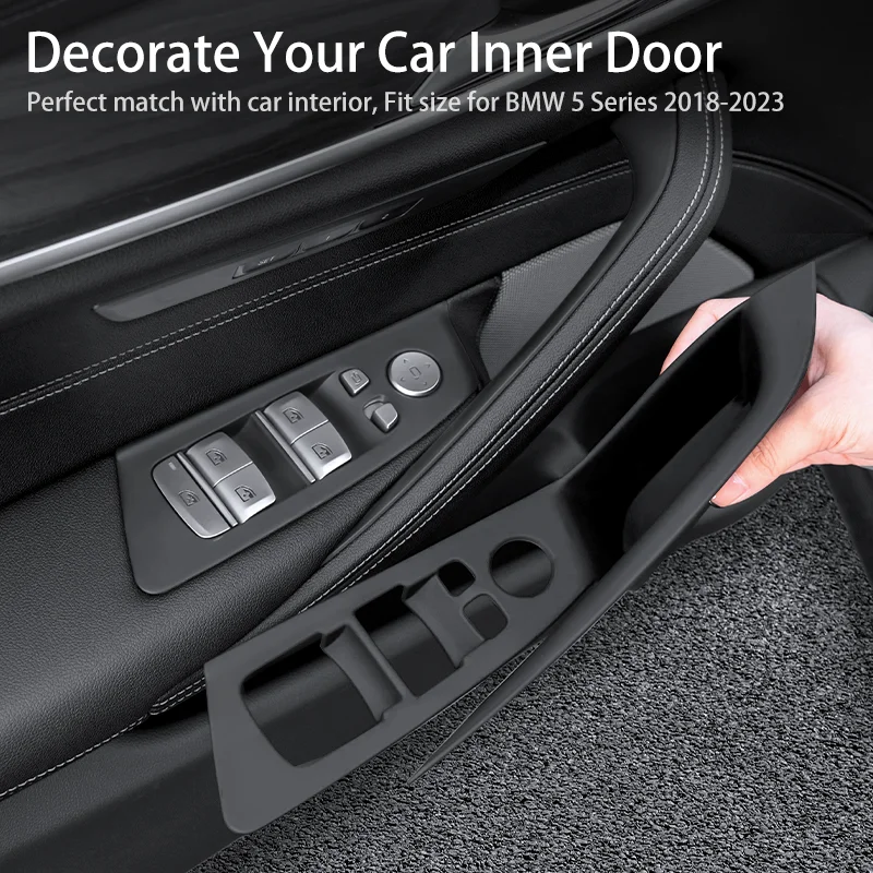 For BMW 5 Series G30 G38 2018-2023 LHD Car Door Handle Storage Box Carbon Fiber Door Armrest Protector Phone Holder Organizer