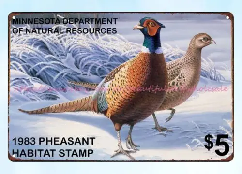 bedroom office design 1983 pheasant habitat stamp art metal tin sign