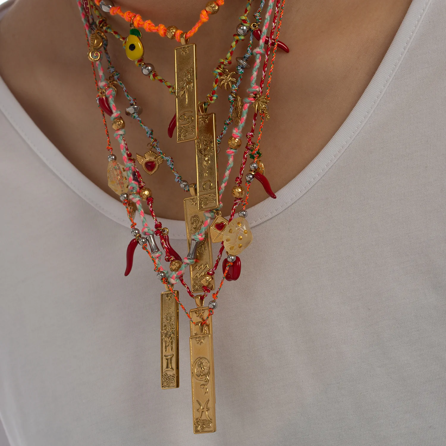 

Ожерелье ручной работы из цветной плетеной веревки с модной подвеской из нержавеющей стали для женщин, ожерелье с созвездиями, ювелирный аксессуар