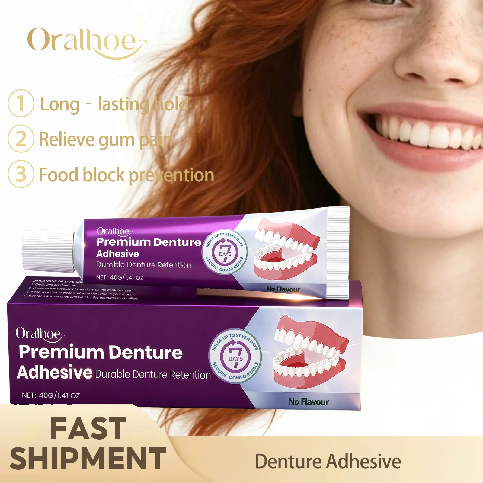 Denture Adhesive Hold Relieve Gum Pain Prevent Food Residue Suitable For Full Partial False Teeth Comfortable Denture Fixing