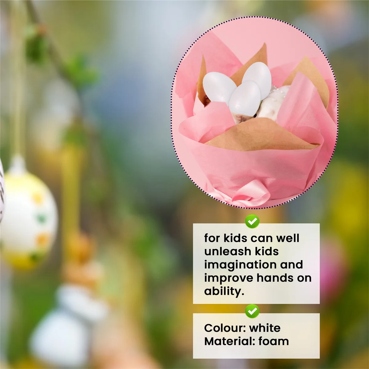 CHCH 12 Pack 3 Inch Easter Foam Egg White Styrofoam Egg Craft Egg Foam Natural Polystyrene Egg Foam Handmade Egg Ball