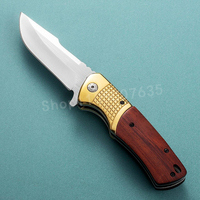 DA96 Compact Folding Knife 5Cr13Mov Blade Brass + Colored Wood Handl High Hardness Outdoor Camping Portable Knife Men's Gifts