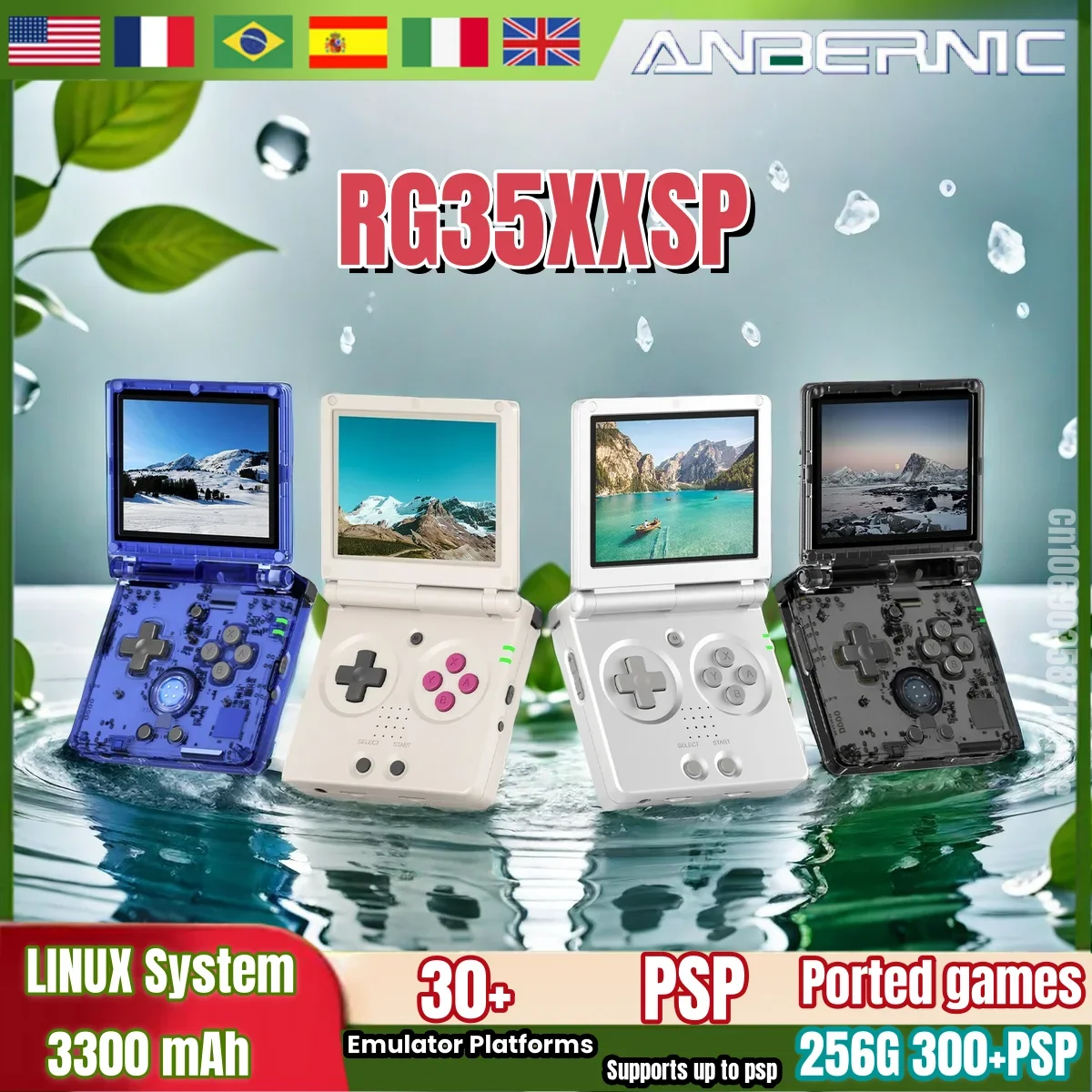 

ANBERNIC RG35XXSP Flip Handheld Game Consoles 3.5-inch IPS 640*480 Screen Linux WIFI Retro Video Game 3300mAh 256G PSP 300+Games