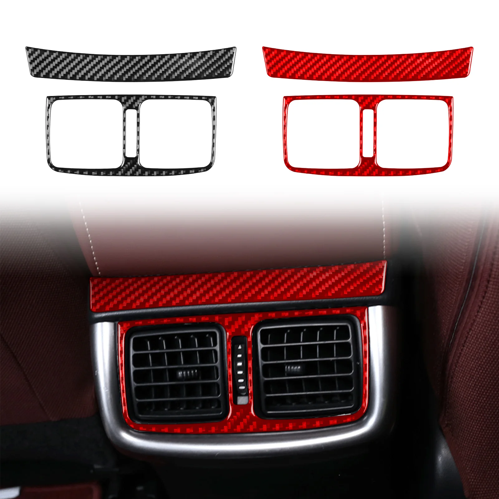 Real Carbon Fiber Rear Console Air Vent Panel Car Interior Accessories Trim Sticker Modification For Toyota Hilux 2015—2021 - view 4