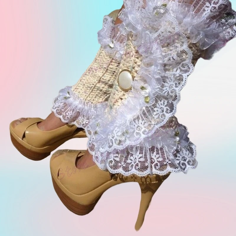 アプリコットカットヒールプラットフォームパンプススリングバックピープトゥシューズ レディース パテントレザー シンハイヒールシューズ 2025 ザパトス パラ ムヘーレ