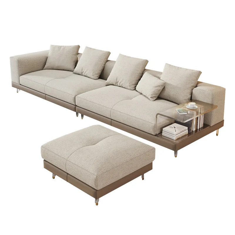 

Leather minimalist, cotton and linen fabric sofa light luxury quality living room size apartment new princess