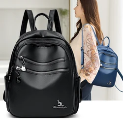 Mochila de cuero con cremallera para mujer, bolso de pecho femenino, mochila de viaje, Mochilas escolares para niñas adolescentes