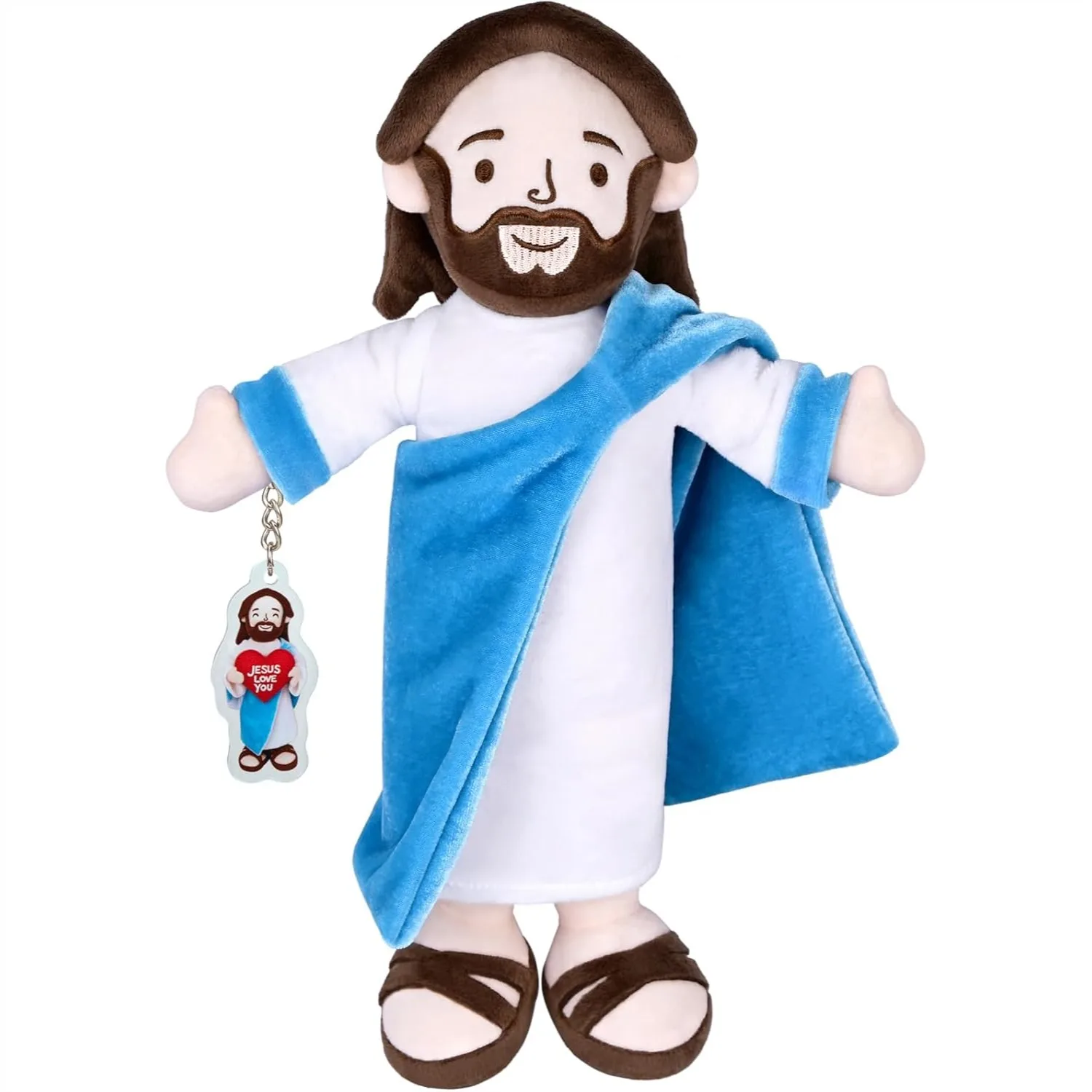 

Jesus Plush Doll with Blue Robe, Soft Religious Toy for Christmas Easter Baptism Gifts, Meaningful Present for Children