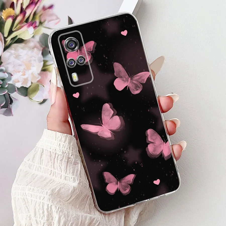 For Vivo Y33s Y21 2021 Y21A S G Y31 Y33 Y53s Y51 Y51a Y73 4G Y03 Y18 Y28 Phone Case Soft Silicone TPU Butterfly Flower Covers