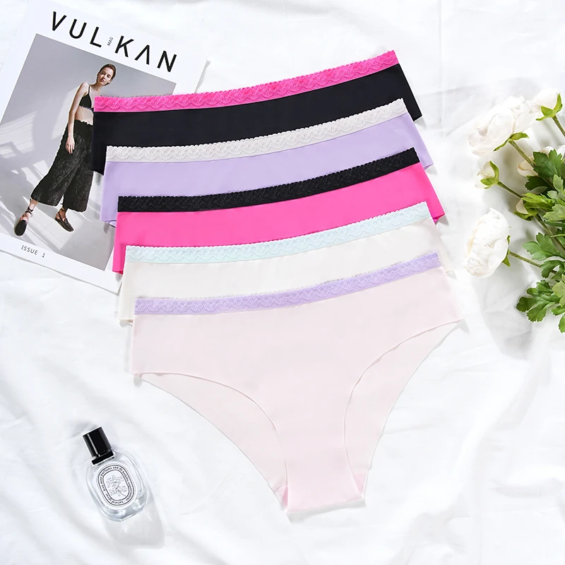 Heißer Verkauf, hohe Qualität, niedrige Taille mit Baumwolle, Hipster-Unterwäsche, bequem, atmungsaktiv, Damen-Unterwäsche mit Spitzenseite