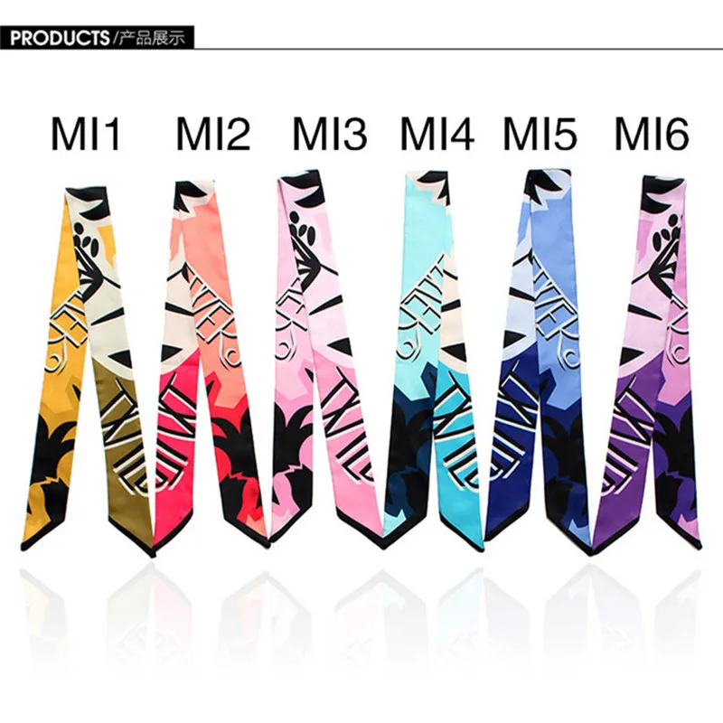 2024 New Brand Letter Small Print Womens Silk Scarf Female Tie Women Headband Handle Bag Ribbon Fashion Long Scarves & Wraps