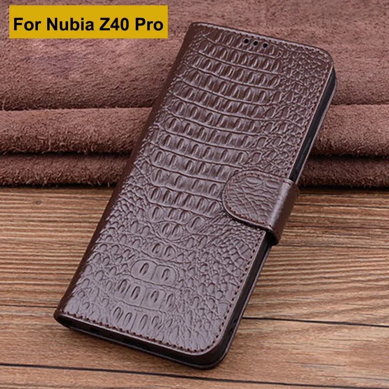 

For ZTE Nubia Z40 Pro Case cover Luxury Genuine Leather flip Back Cover For NubiaZ40 Pro case back shell