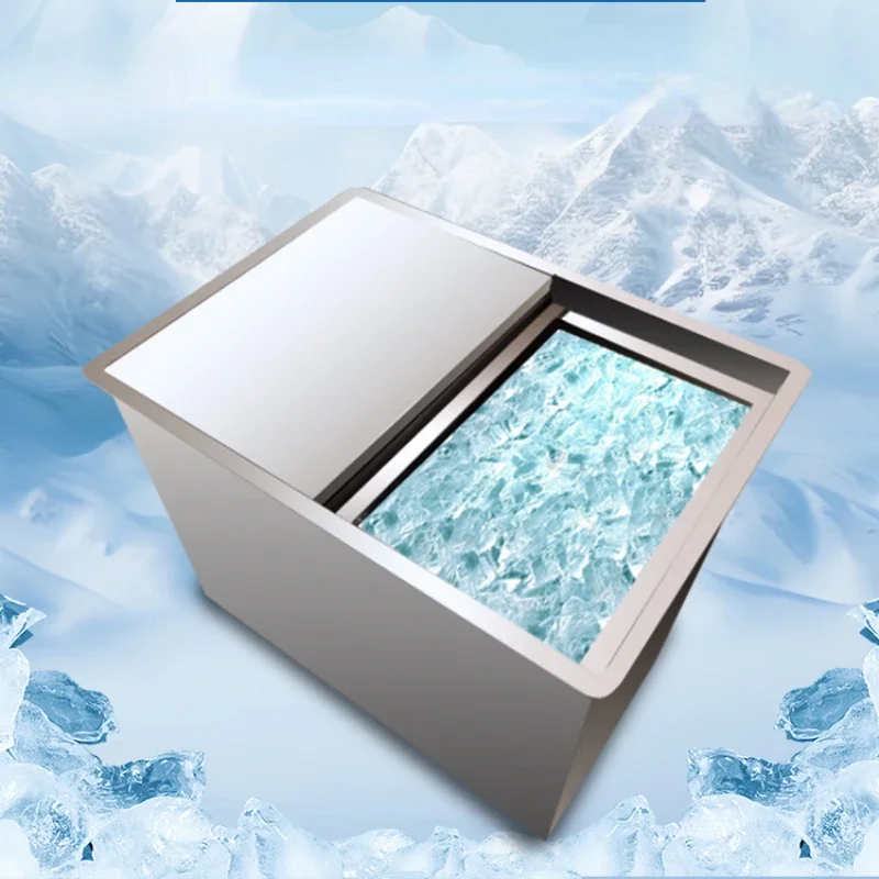 Mobile ice storage car 304 commercial stainless steel ice storage tank ice bucket insulation pool thickening can be customized