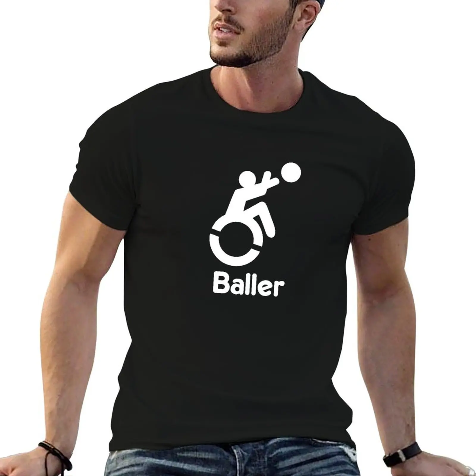 

Wheelchair Basketball Baller Disability Awareness T-Shirt t shirts with prints mens graphic t shirts T-Shirt