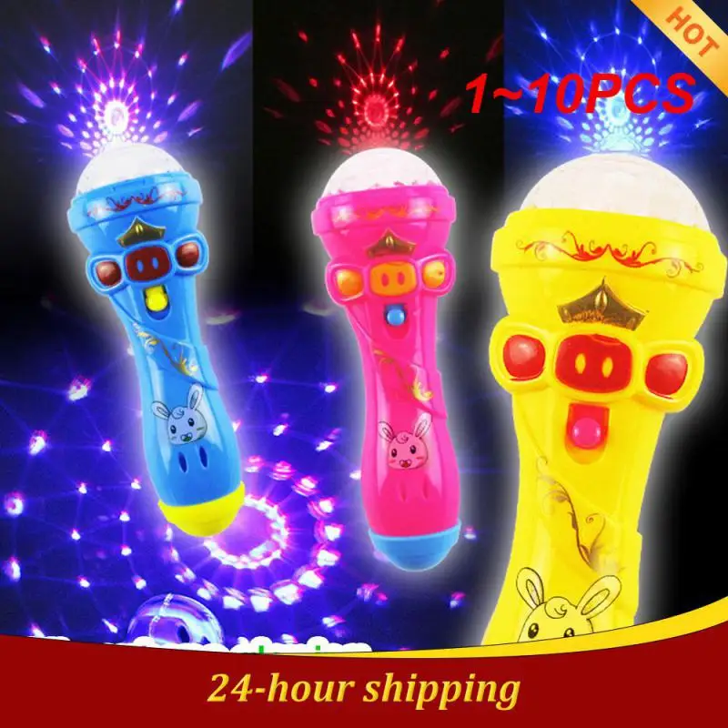 

1~10PCS Light Flashing Projection Microphone Flash Microphone Starry Sky Light Stick Light Toy Flashlight Shape Kids Luminous