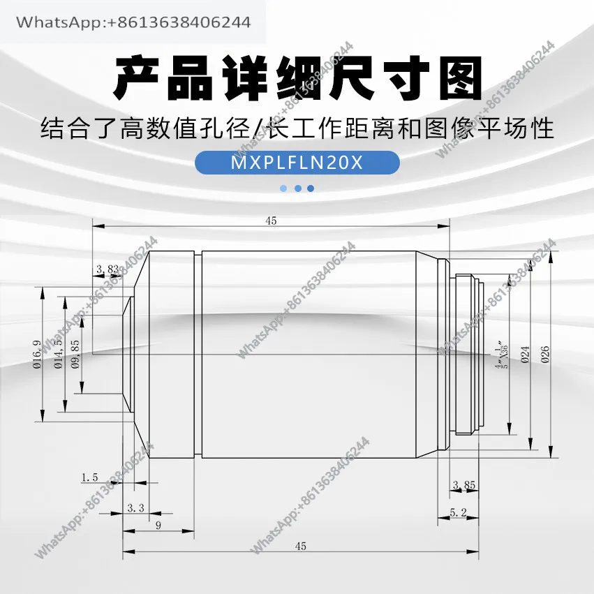 Metallography flat-field apochromatic aberration infinity 20XNA 0.5 large numerical aperture MXPlanFLN objective lens APO macro
