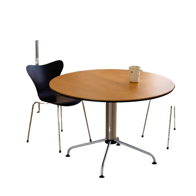 Tallinn round table, medieval honey color Nordic modern  small apartment design central column round table