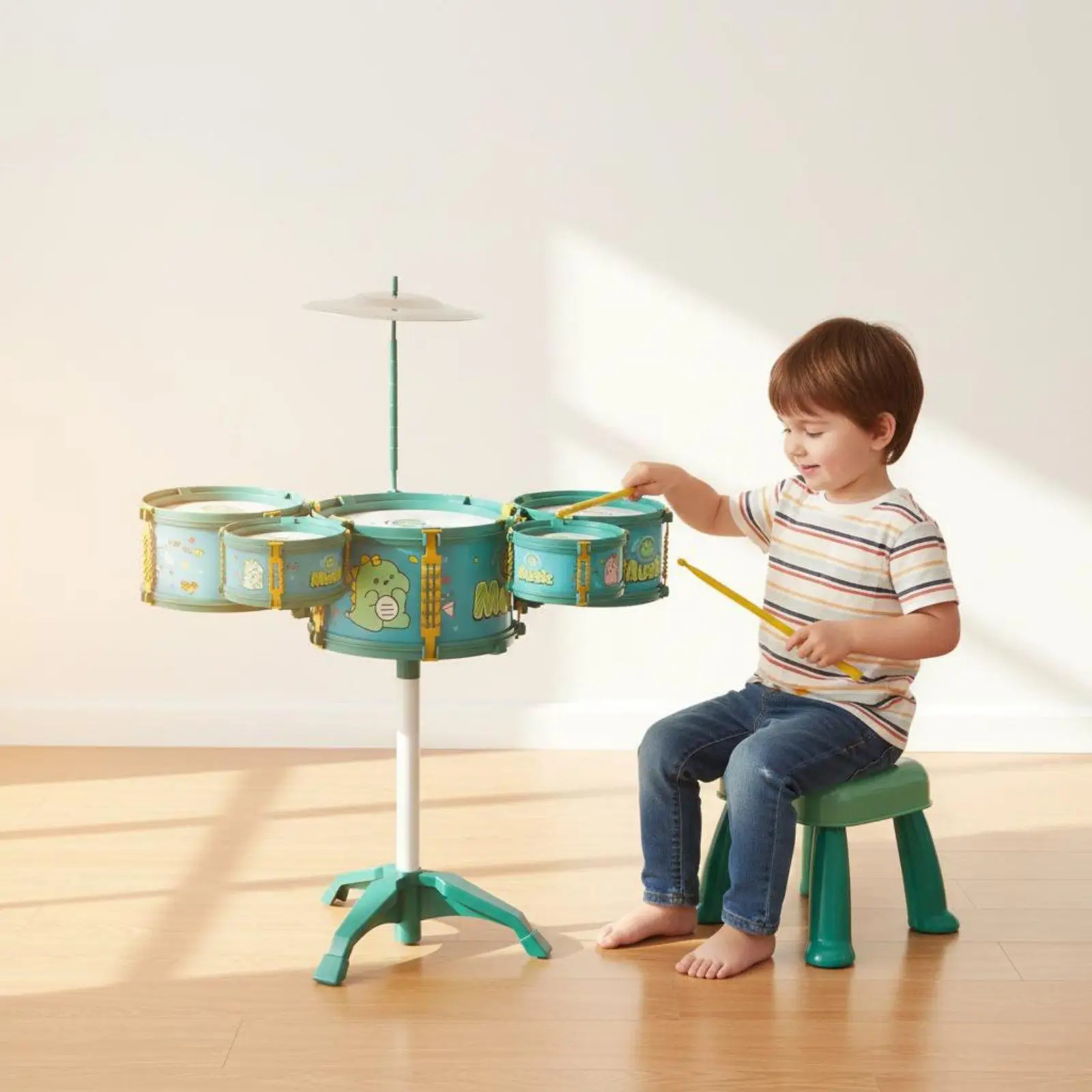 Children Drum Colorful Hand Eye Coordination Kids Drum Set Complete Percussion Instrument Toy for Beginner Toddler Band