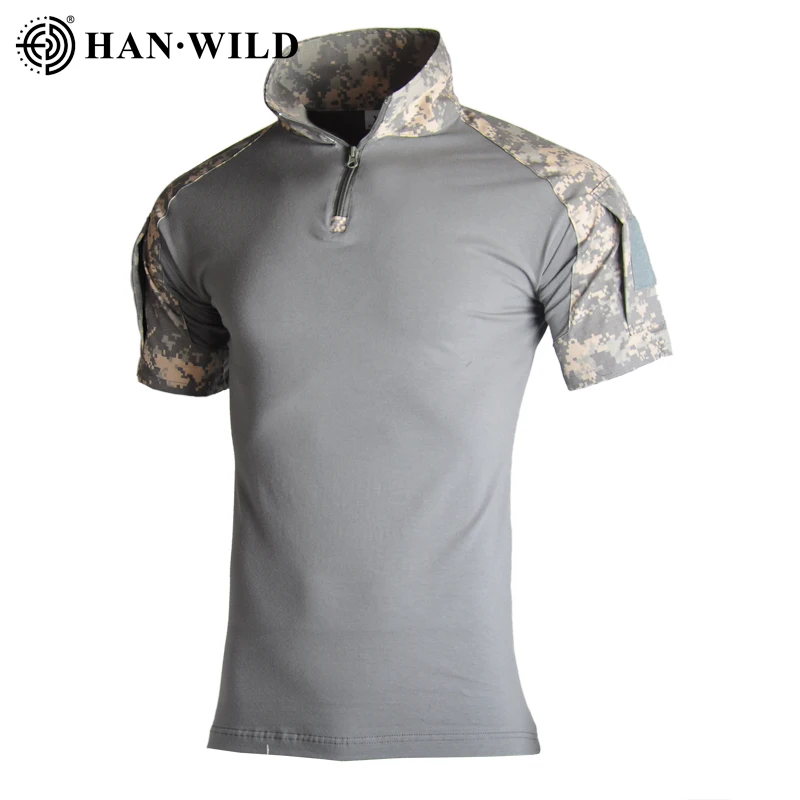 han selvagem camisas de algodao tatico manga curta camisa combate respiravel airsoft t camisa roupas masculinas caminhadas caca 01