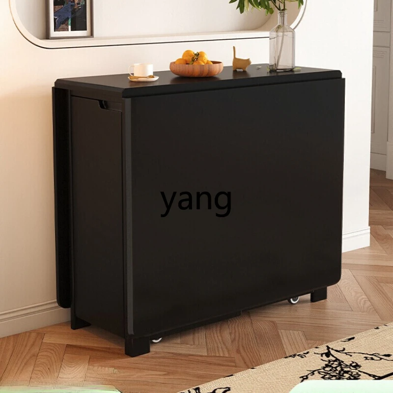 LMM1 French retro all solid wood folding dining table removable antique black side cabinet