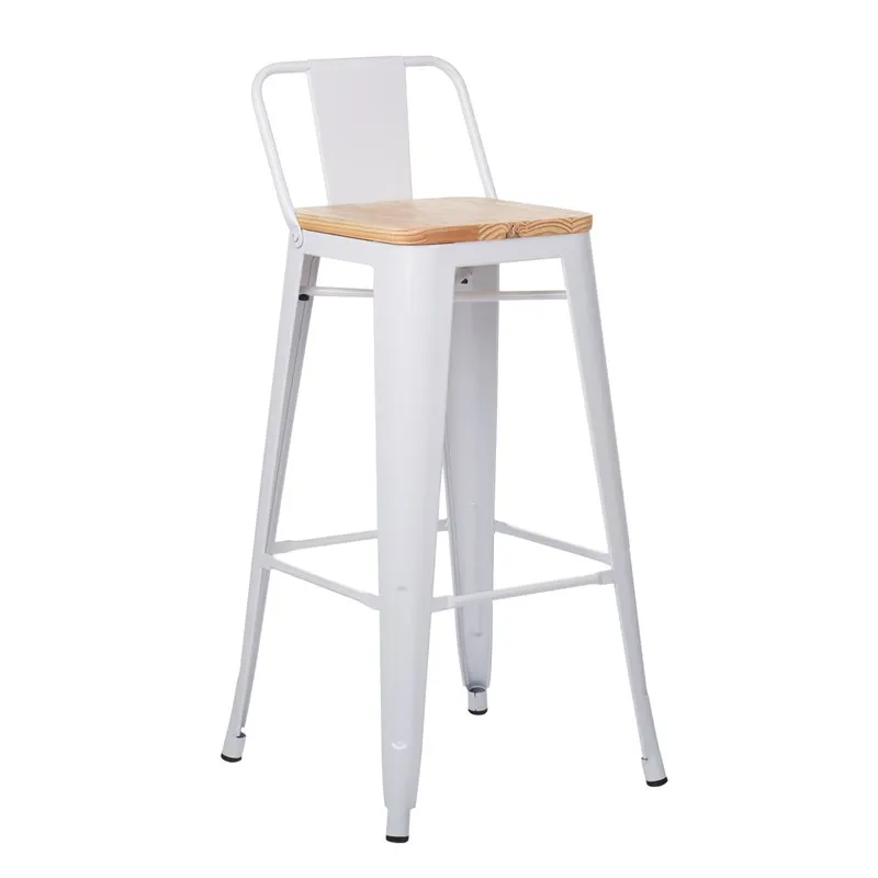 

Industrial Barstool Wood Pad Metal Bar Stools For Kitchen