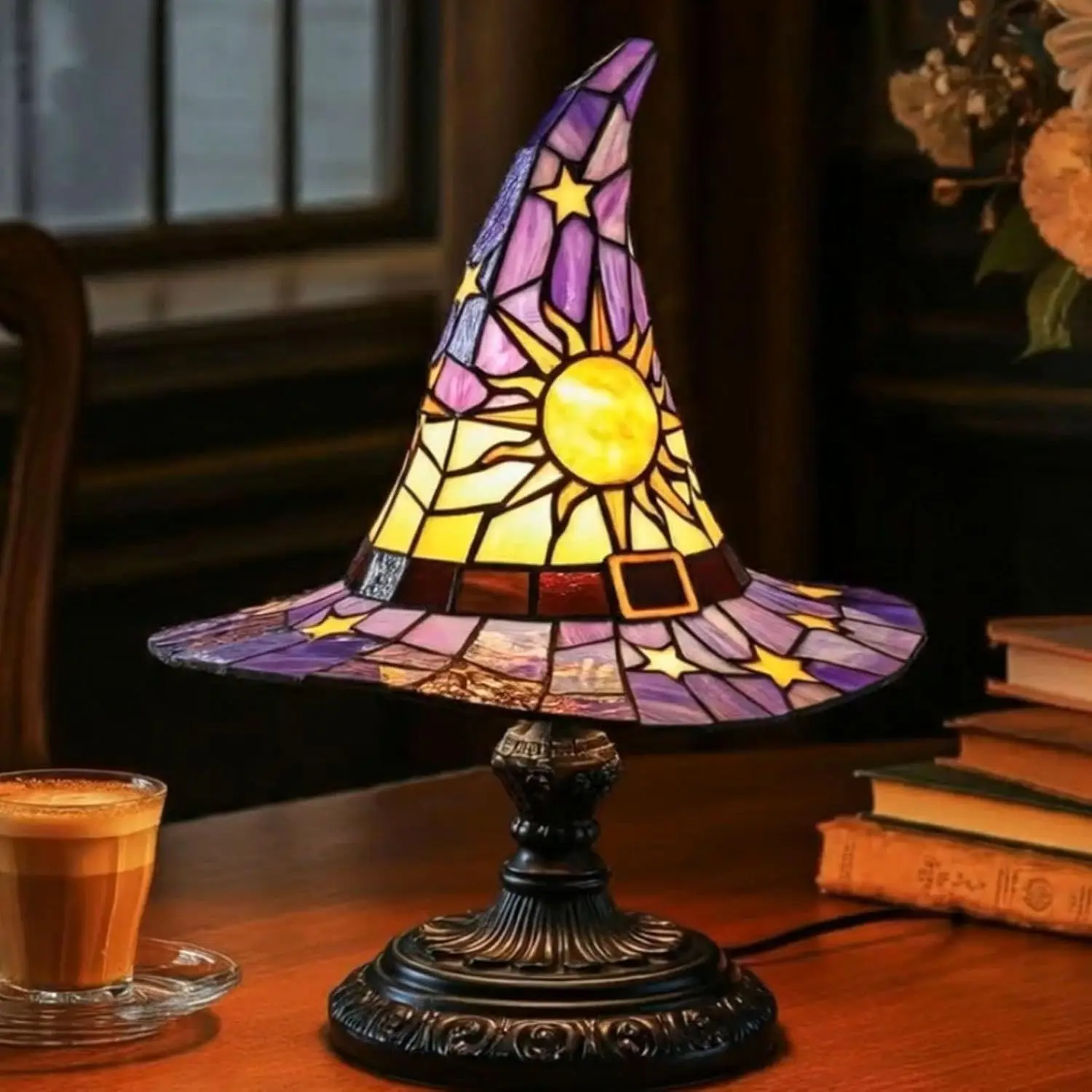 

Witch hat decorative desk lamp night light, magic light USB plug ambient light ornament