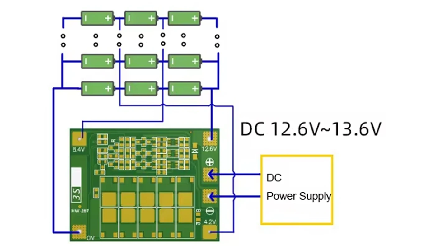 3S 4S Li-Ion Lithium-Akku 18650 Lade- und Schutzplatine BMS 20A 25A 40A 60A mit verbessertem Balancing für Bohrmaschinen – Detail 2