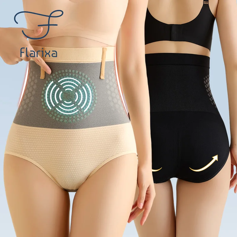 

Flarixa Seamless Panties Women High Waist Tummy Control Panty Warmth Uterus Magnetic Slimming Panties Comfort Briefs Body Shaper