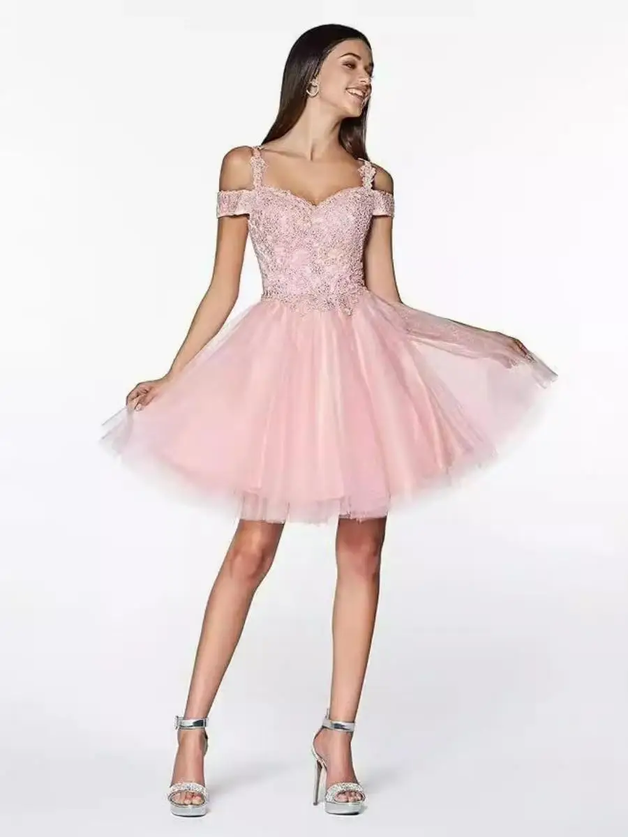 

Cross-Border Short Evening Gown One-Shoulder Puffy Skirt Dress Women's Birthday Hostess Daily Wear Formal Party Dress