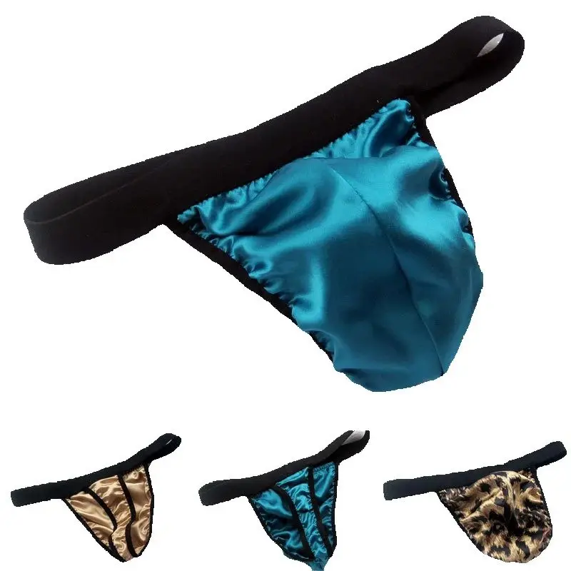 Male Pure Silk Panties G Strings Homme Sexy Mens Underwear Erotic Lingerie Calzones Para Gays Tangas De Homrbre Silky T Back