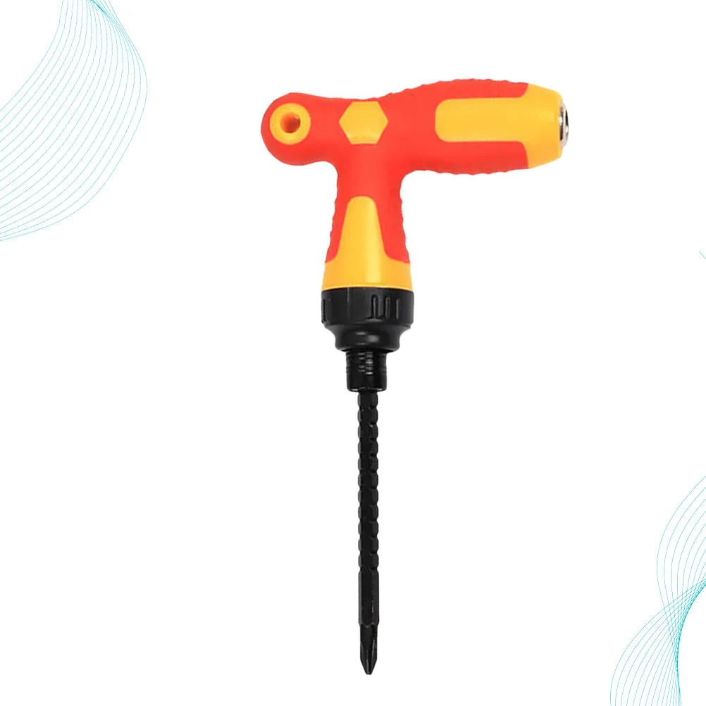 Multi Use T Shaped Telescopic Screwdriver Carbon Steel Bit Holding Handle Comfortable Torque Long Reach for Home Repair