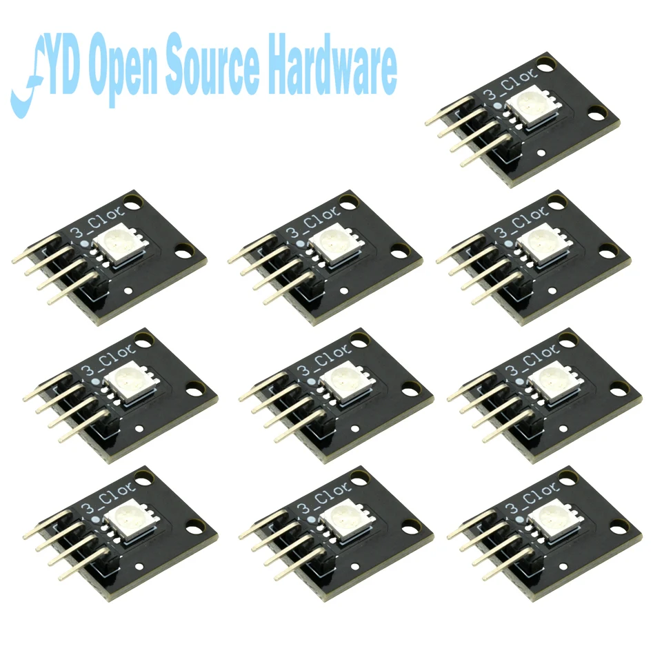 10pcs/lot 3 Colour RGB SMD LED Board Module 5050 Full Color LED 3.3-5V KY-009 RGB