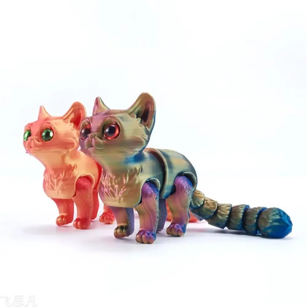

Creative Glittering Eyes 3D Printed Cat Multi-joint Articulated Mini Cat Figure Colorful Movable 3D Cat Doll Kids Gift