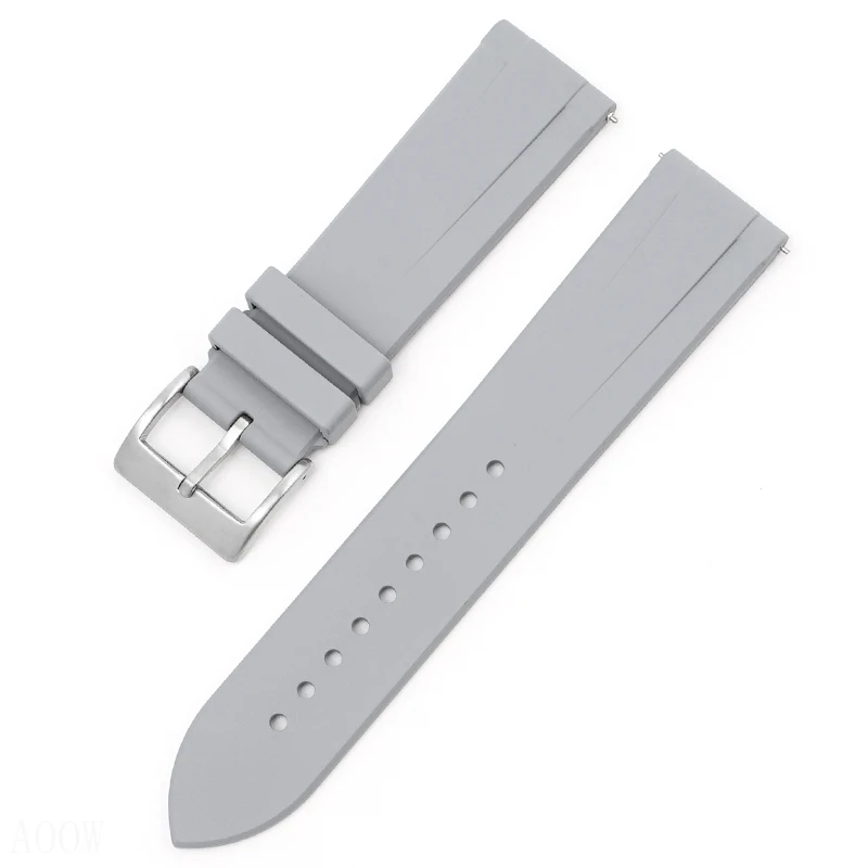 Fluoro Rubber Strap Sport Waterproof Stainless Steel Buckle Quick Release FKM Replace Watch Band Belt for Men Women 20mm 22mm
