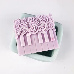 PRZY Flower Soap Molds Rose Piano Molds Pianoforte Mold Handmade Mould Silicone Fondant Soap Clay Resin Candle Mould