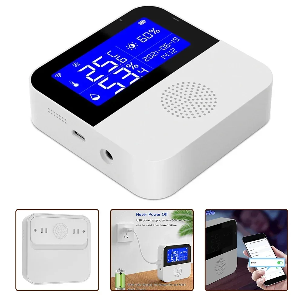 Tuya Home WIFI Temperature Humidity Sensor Alarm Indoor Outdoor Hygrometer Thermometer Detector Support Alexa Home